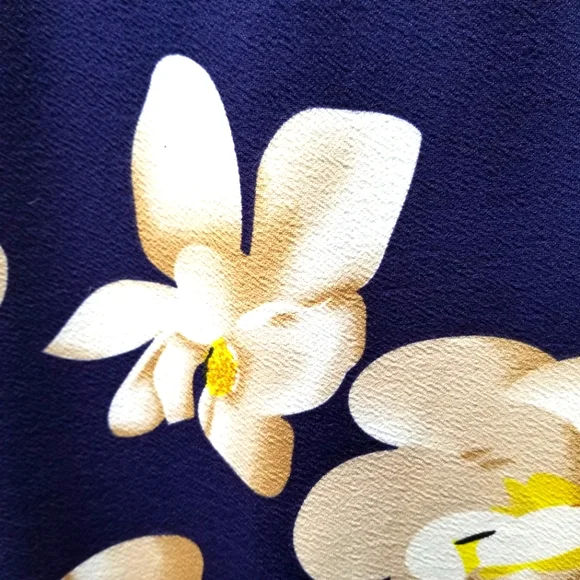 Ladies Faux 2 piece Dress, Royal Blue top attached flowered pencil skirt Medium - Picture 5 of 5